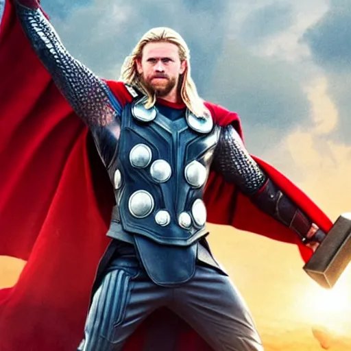 Image similar to thor holding weapon