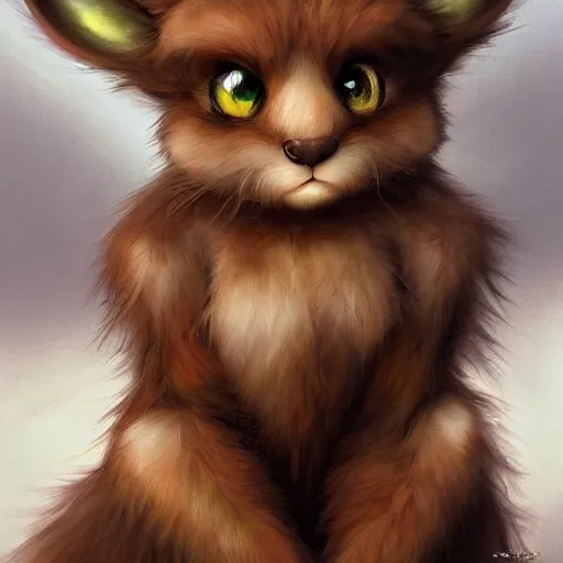 Image similar to cute anthropomorphic bunny, green eyes, brown fur, wlop, artgerm, royo