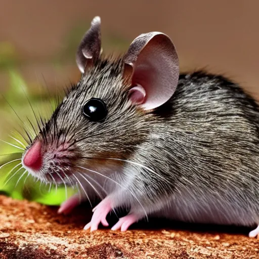 Prompt: photo of a mouse with dinosaur spines and spikes