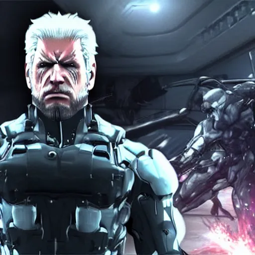 Image similar to Metal Gear Rising Revengeance with Joe Biden as a villain