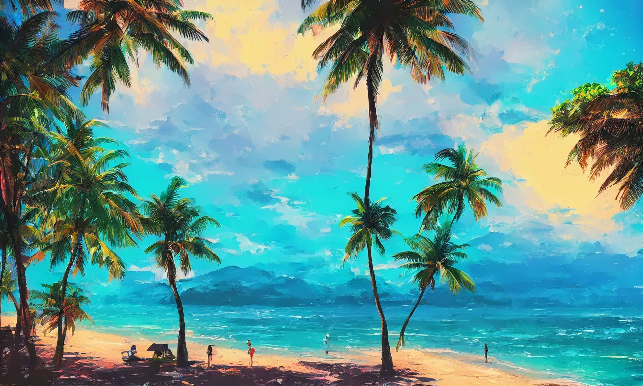 Image similar to paradise beach by alena aenami artworks in 4 k