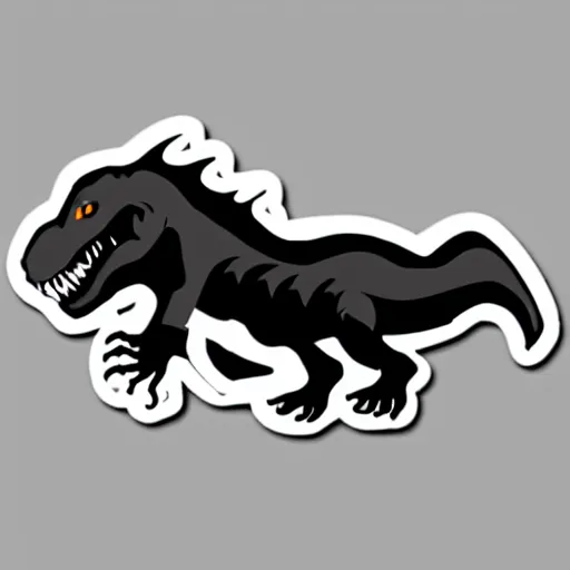 Image similar to a die - cut sticker of a t - rex on a white background, black and white