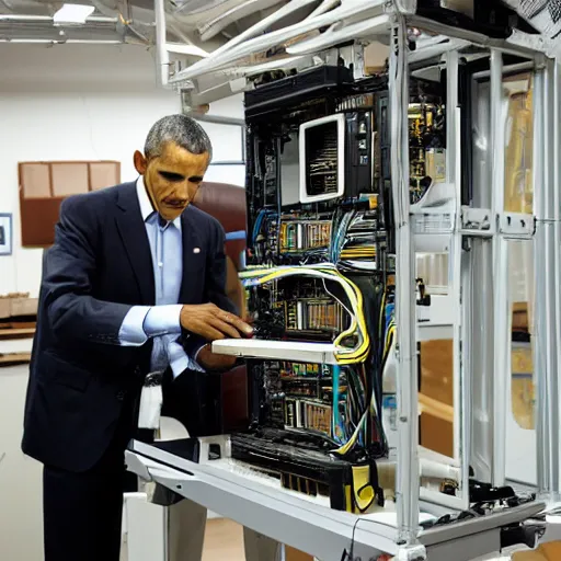 Image similar to Photo of obama building a PC