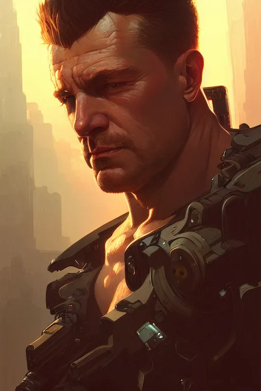 Image similar to a portrait of nathan summers ( cable ), fantasy, sharp focus, intricate, elegant, digital painting, artstation, matte, highly detailed, concept art, illustration, ambient lighting, art by ilya kuvshinov, artgerm, alphonse mucha, and greg rutkowski