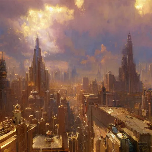 Prompt: detailed cinematic wide shot of world city, ultra realistic, spring light, painting by gaston bussiere, craig mullins, j. c. leyendecker