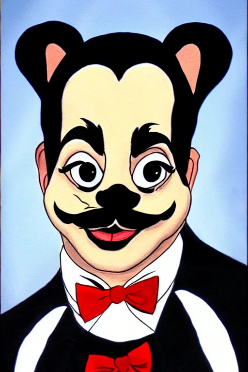 Image similar to gomez addams as pepe le pew, portrait