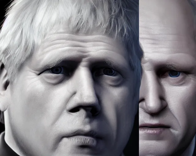 Image similar to boris johnson is voldemort, character art, by various concept artists, redshift render, hyperrealistic face, photorealistic render