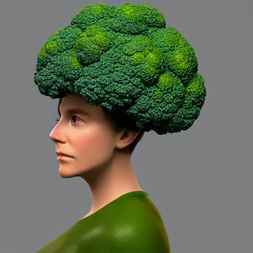 Prompt: [ broccoli ]!! has an elizabeth olsen face, trending on zbrush, unreal engine 5, cgsociety contest winner, intricate, detailed, 4 k quality, concept art