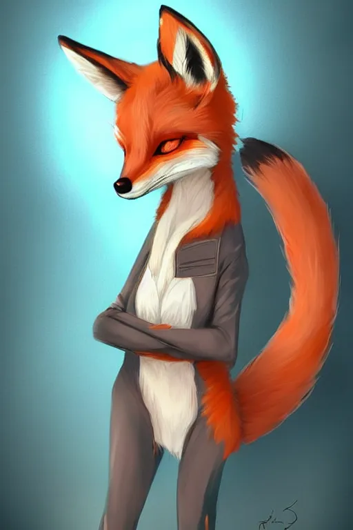 Image similar to a fox fursona, trending on artstation, by kawacy, furry art, digital art