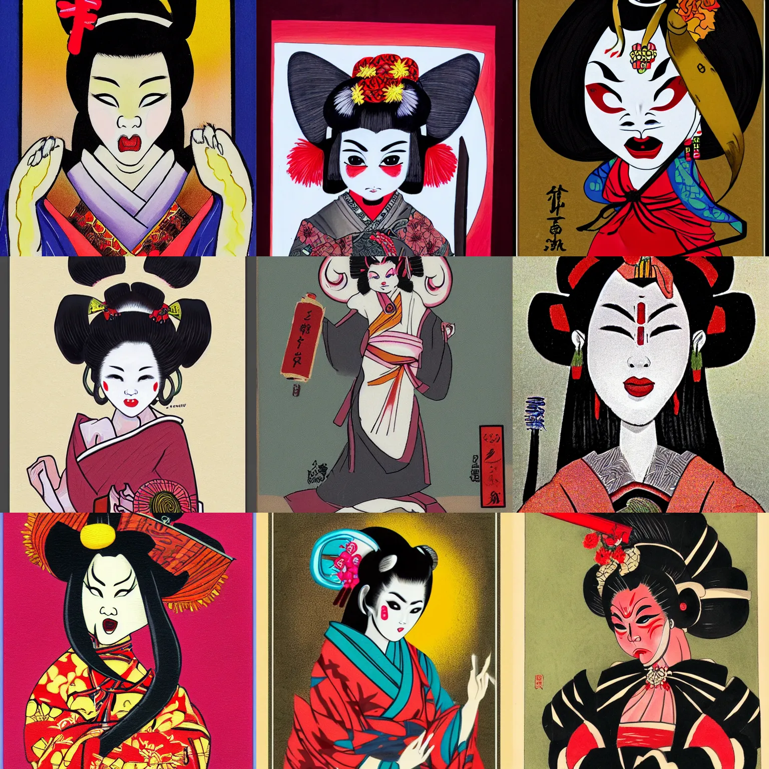 Prompt: oni geisha