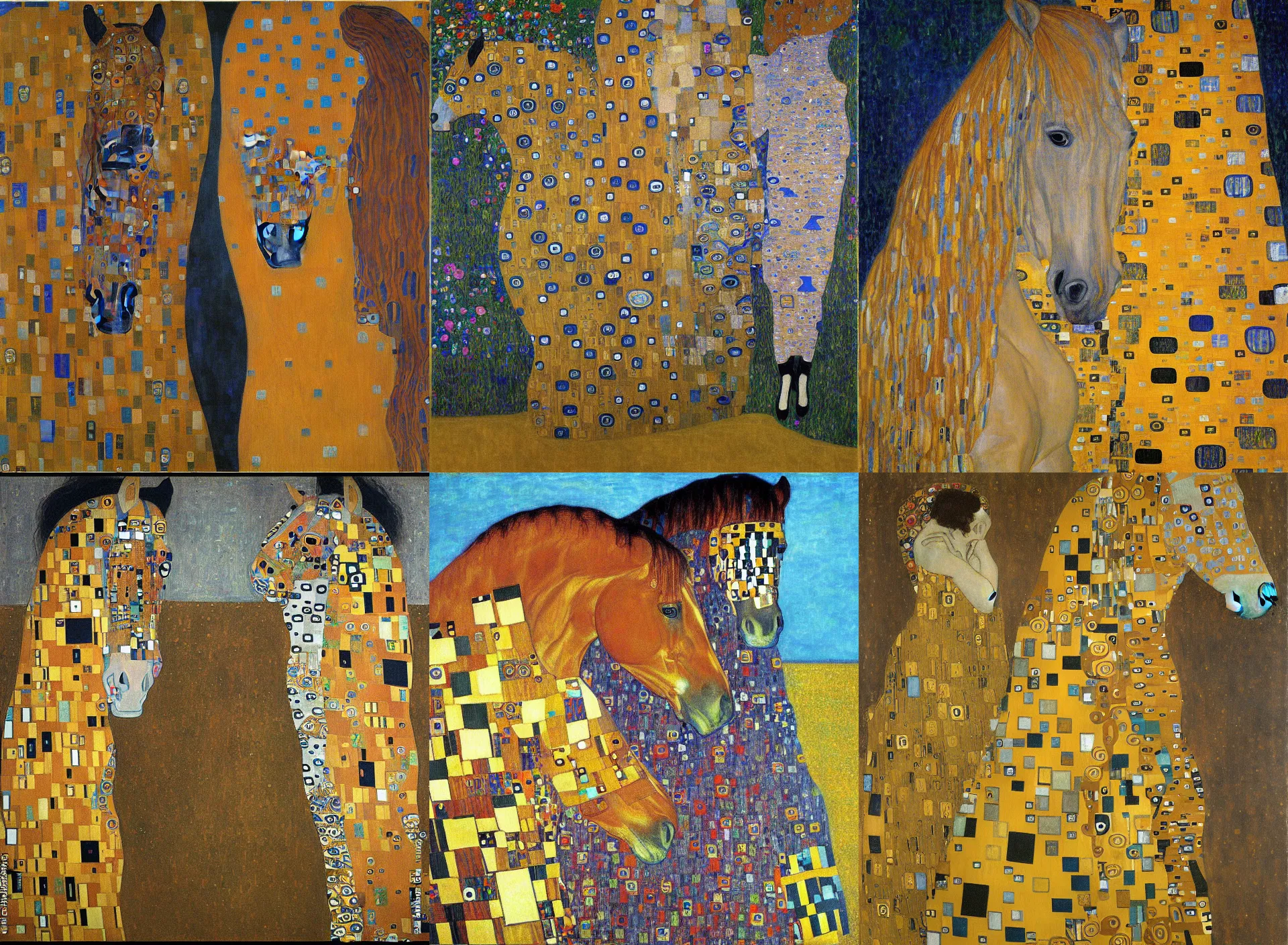 Prompt: horses by gustav klimt