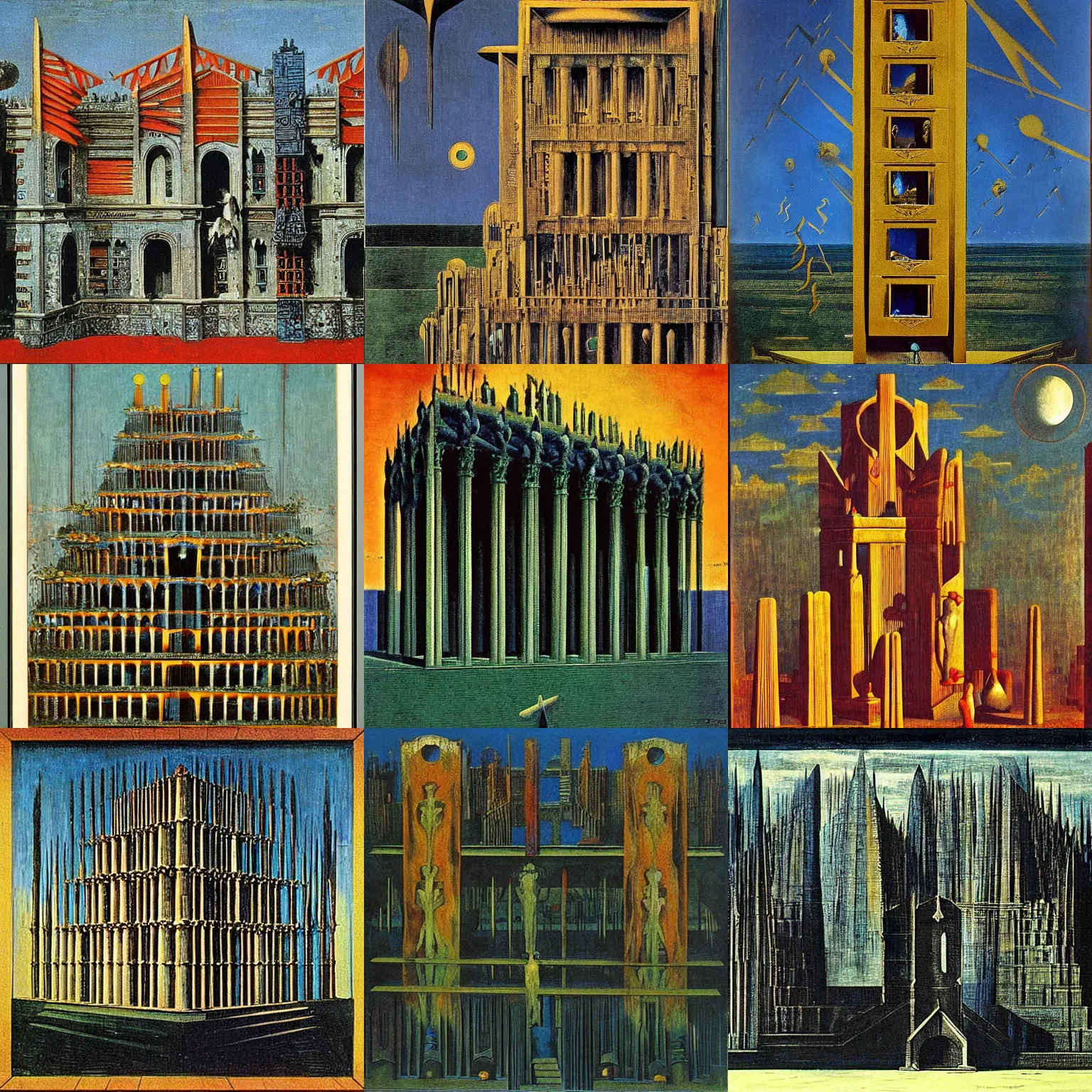 Prompt: Palace of Nine Perfections by Max Ernst