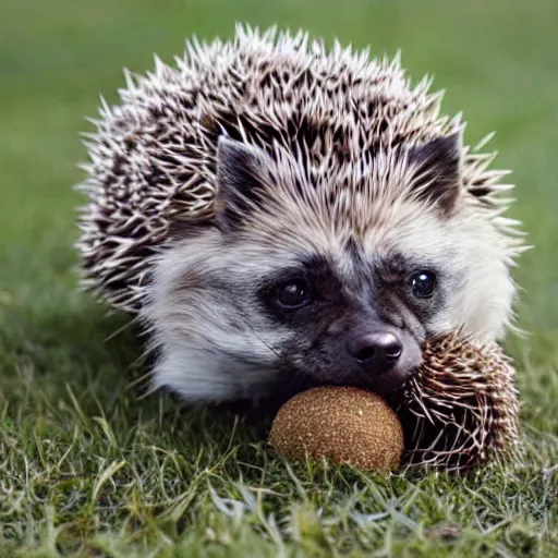 Image similar to a dog and a hedgehog as one animal.