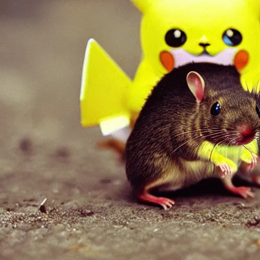 Image similar to The first pikachu (Amber Rattus) found in nature, circa 1992, photograph