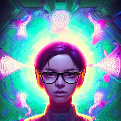 Image similar to skill magic geek inside matrix deepdream radiating a glowing aura stuff loot legends stylized digital illustration video game icon artstation lois van baarle, ilya kuvshinov, rossdraws,