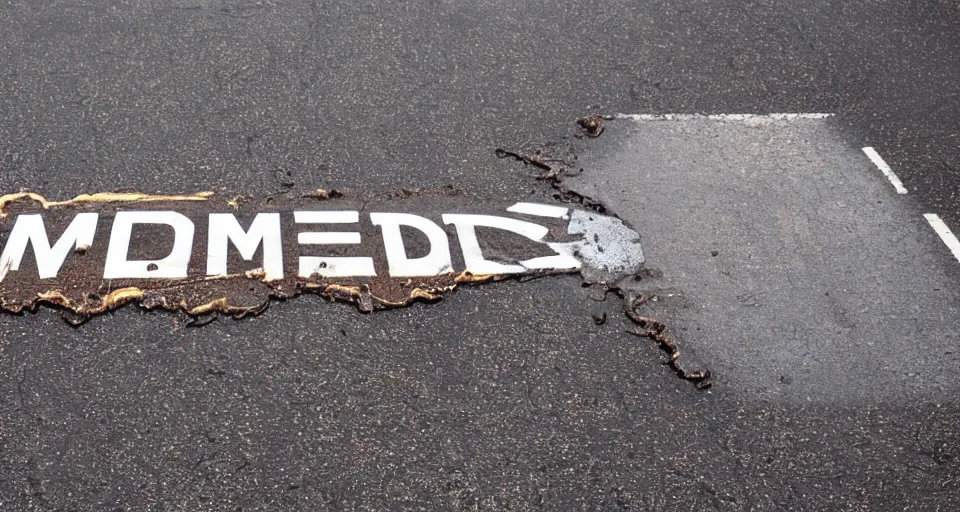 Prompt: a melting road sign