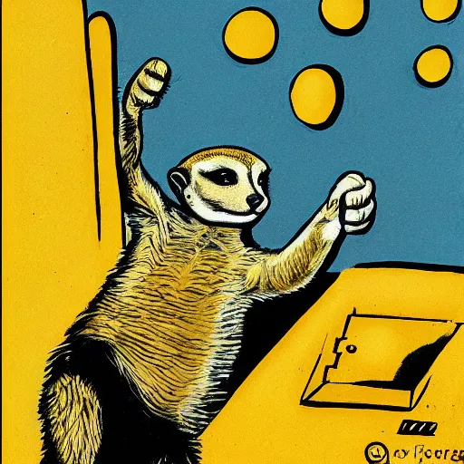 Prompt: paw of a meerkat giving thumbs up by Jack Gaughan