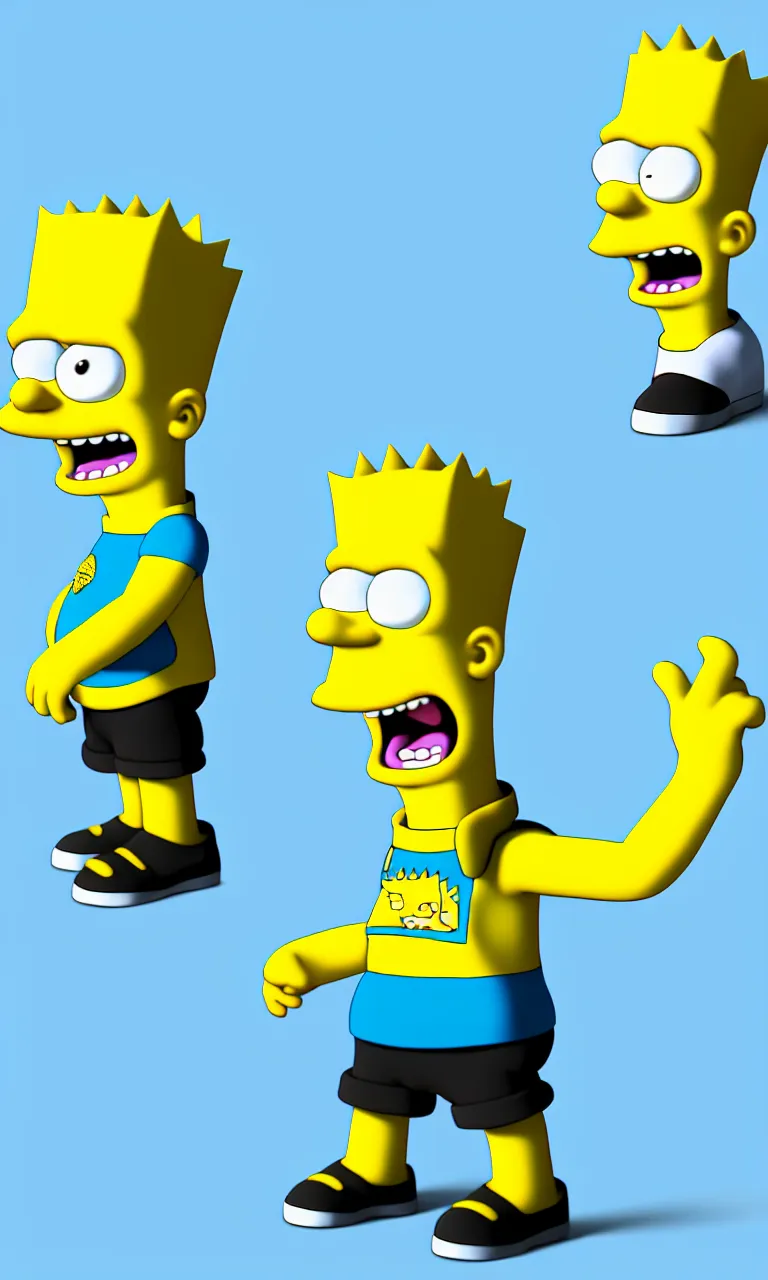 Image similar to bart simpson as real guy, render in vray, ambient occlusion