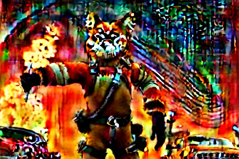 Image similar to nick wilde, heavily armed and armored facing down armageddon in a dark and gritty reboot from the makers of mad max : fury road : witness me