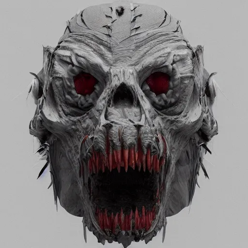 Image similar to a mutated bear monster, skull protruding from face, warped flesh, dreamlike, intricate detail, 3d render, octane render, trending on artstation, 4k, hd