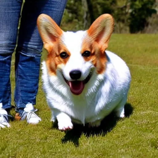 Image similar to corgi wearing a saddle