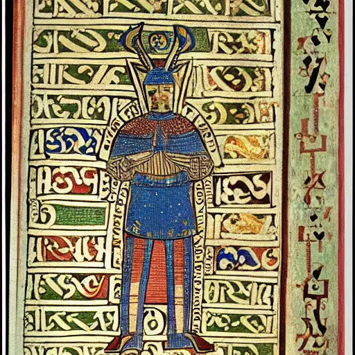 Image similar to A knight from the book of kells manuscript