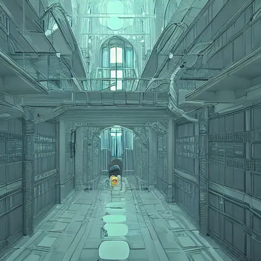 Image similar to a woman made of slime in a bright white hallway with many doors and many stairs, Mc Escher architecture, epic composition, by Makoto Shinkai