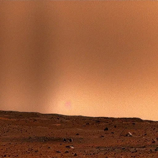 Image similar to A photo of Curiosity failing its landing on Mars, due to a sandstorm, at sunset