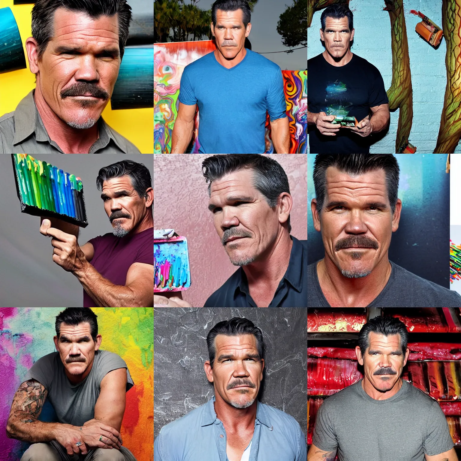 Prompt: josh brolin eats melted crayons, photograph