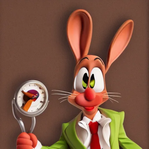 Image similar to roger rabbit as a real person, photorealistic, cinematic