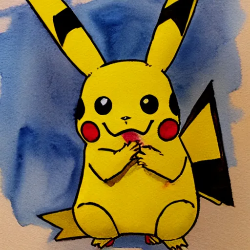 Image similar to pikachu in watercolor
