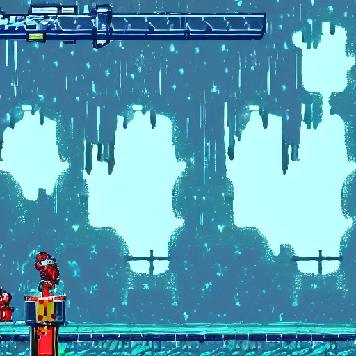 Image similar to metroidvania styled island in a storm sci - fi.