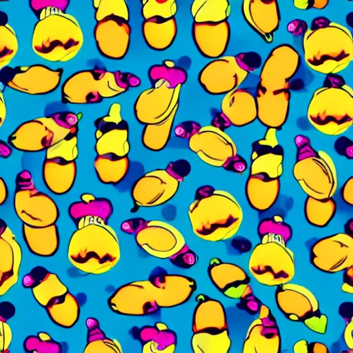 Image similar to colorful bananas and eyes and hearts seamless pattern