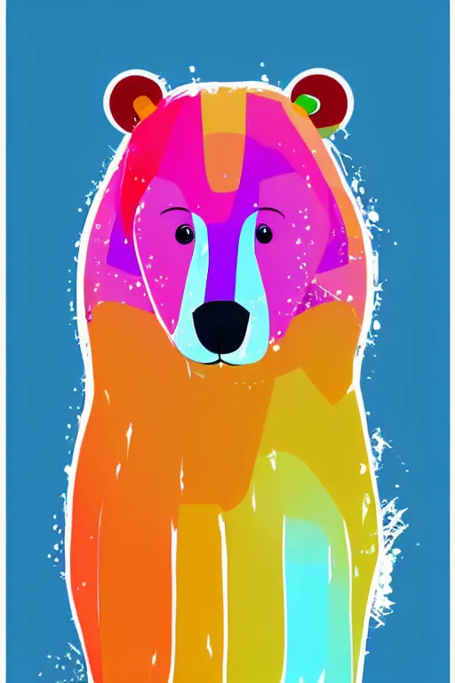 Image similar to minimalist boho style art of a colorful ice bear, illustration, vector art