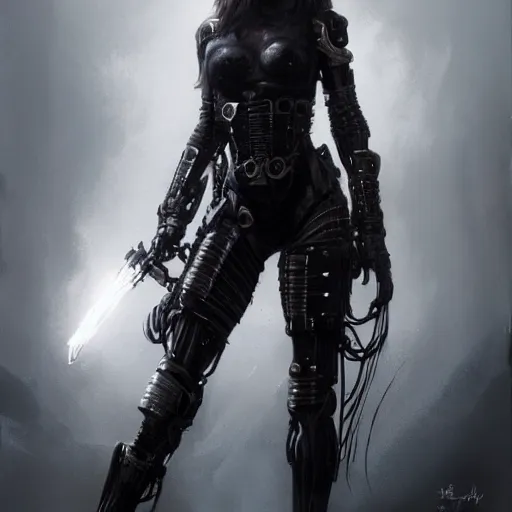 Prompt: t - 8 0 0 terminator as a goth girl, fantasy, intricate, elegant, highly detailed, digital painting, artstation, concept art, matte, sharp focus, illustration, art by aenaluck and roberto ferri and greg rutkowski, epic fantasy, digital painting