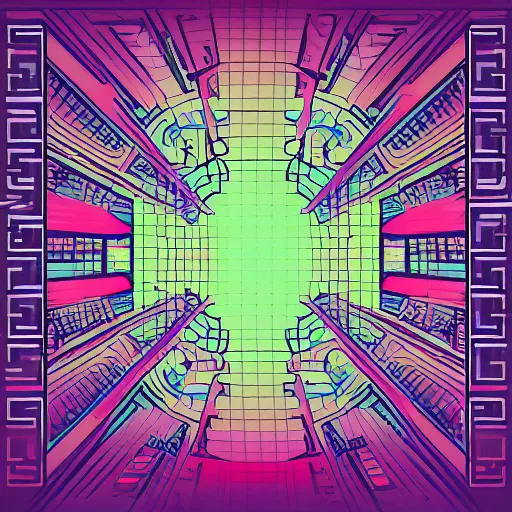 Prompt: lofi vaporwave retro futurism album artwork pattern design texture