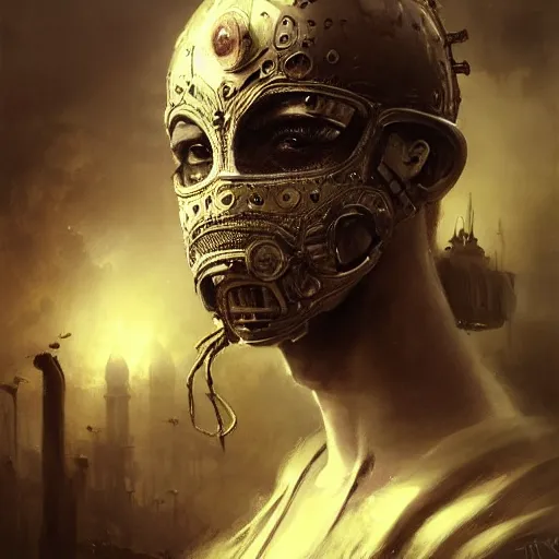 Prompt: Very very very very highly detailed epic photo of face with venetian mask, intricate, dystopian, sci-fi, extremely detailed, digital painting, artstation, concept art, smooth, sharp focus, illustration, intimidating lighting, incredible art by Greg Rutkowski and Jakub Rozalski and Artgerm and Anton Pieck