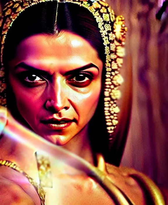 Prompt: cross-processed film still of beautiful Deepika Padukone dressed as an ancient Greek goddess looking at the camera with beautiful eyes. complex detailed film still at 16K resolution and amazingly epic visuals. epically luminous image. amazing lighting effect, image looks gorgeously crisp as far as it's visual fidelity goes, absolutely outstanding image. perfect film clarity. amazing film quality. iridescent image lighting. Criterion collection. gloriously cold atmosphere. mega-beautiful pencil image shadowing. beautiful face. 16k upscaled image. soft image shading. soft image texture. intensely beautiful image. large format picture.