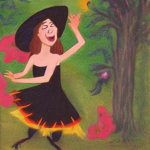 Prompt: A witch dancing on a bloom