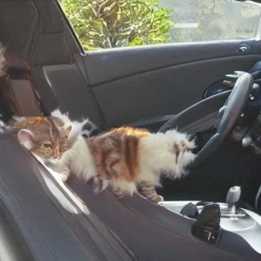 Image similar to cat driving car