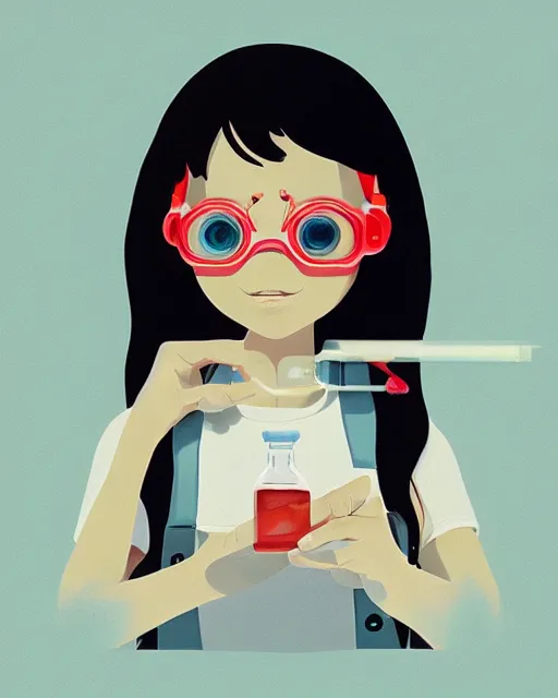 Image similar to a little girl in science lab experiment. clean cel shaded vector art. minimalist illustration art by lois van baarle, artgerm, helen huang by makoto shinkai and ilya kuvshinov, rossdraws