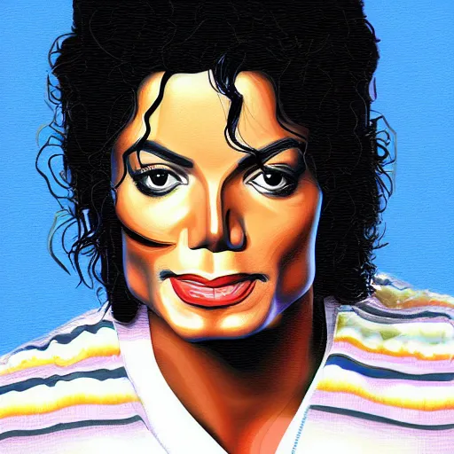 Prompt: portrait of michael jackson, highly detailed, centered, solid color background, digital painting