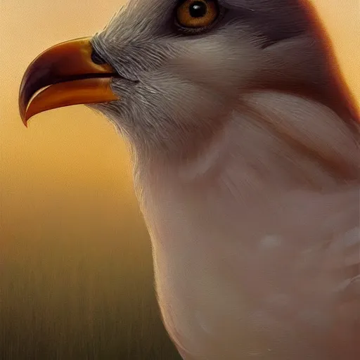 Image similar to clear portrait of bird, adorable appearance!!!, golden hour, happy apearance, cottagecore!!, background hyper detailed, character concept, full body, dynamic pose, intricate, elegant, highly detailed, digital painting, artstation, concept art, smooth, sharp focus, illustration, art by artgerm and greg rutkowski and alphonse mucha