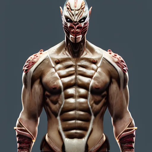 Image similar to goro from mortal kombat, au naturel, hyper detailed, digital art, trending in artstation, cinematic lighting, studio quality, smooth render, unreal engine 5 rendered, octane rendered, art style by klimt and nixeu and ian sprigger and wlop and krenz cushart