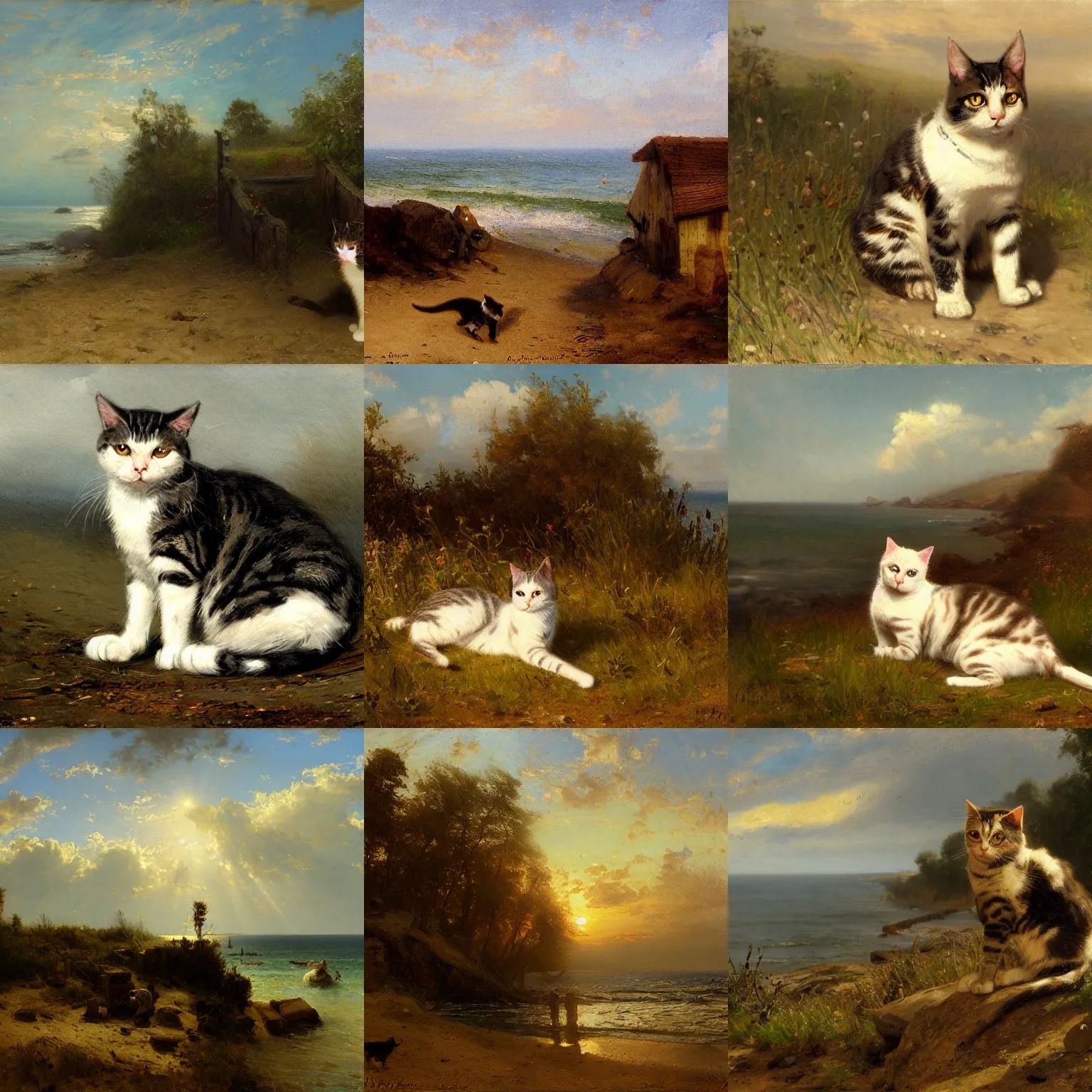 Prompt: sunny andreas achenbach cat by