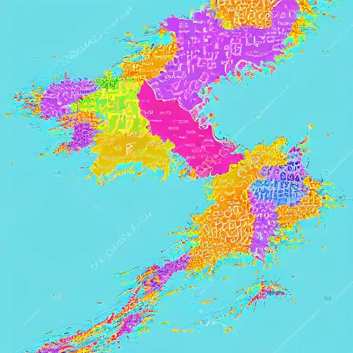 Prompt: a colorful map of south korea