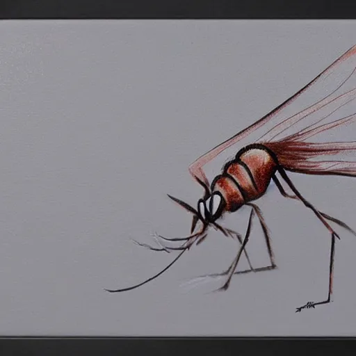 Image similar to a high quality painting of a mosquito trending on art station