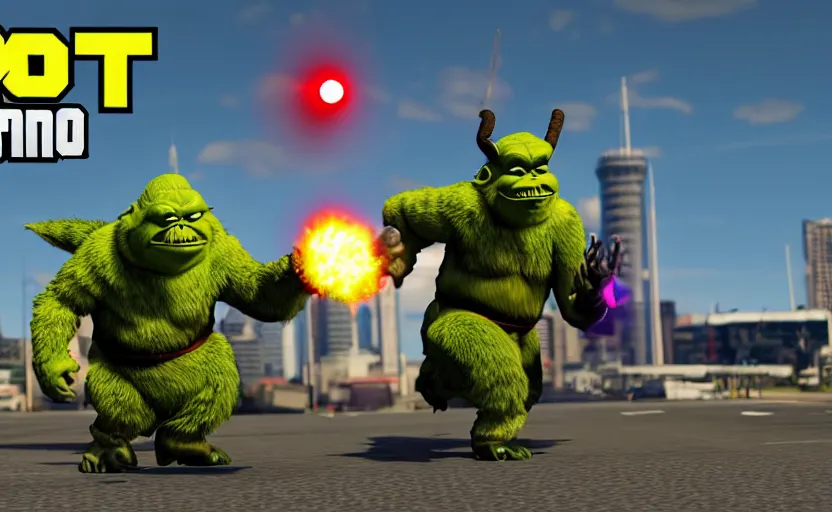 Image similar to gta v godzilla yoda donkey kong pikachu yeti shrek super mario homer groot waluigi darth vader mike wazowski, highly detailed, extremely high quality, hd, 4 k, 8 k, professional photographer, 4 0 mp, lifelike, top - rated, award winning, cinematic, realistic, detailed lighting, detailed shadows, sharp, no blur, edited, corrected, trending