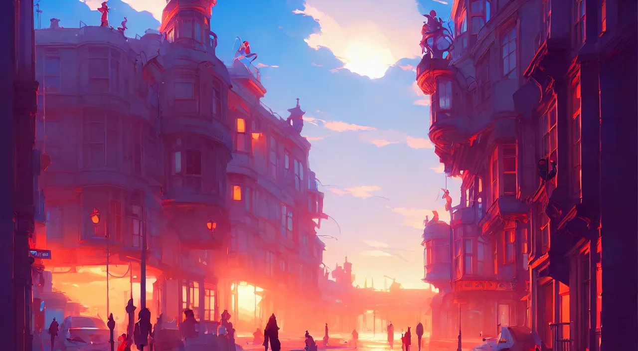 Image similar to The city of Brighton, England, official fanart behance hd by Jesper Ejsing, by RHADS, Makoto Shinkai and Lois van baarle, ilya kuvshinov, rossdraws global illumination