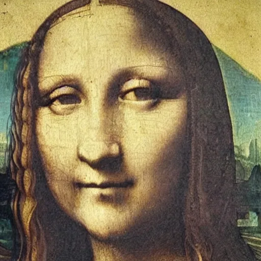 Prompt: Leonardo da Vinci being painted by the Mona Lisa